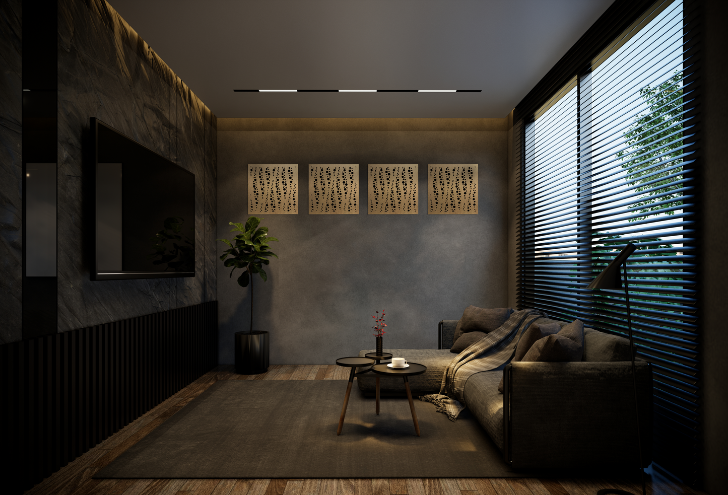 Set of 4 - Decorative Acoustic Panel – Style #76-1 “Sculpt”